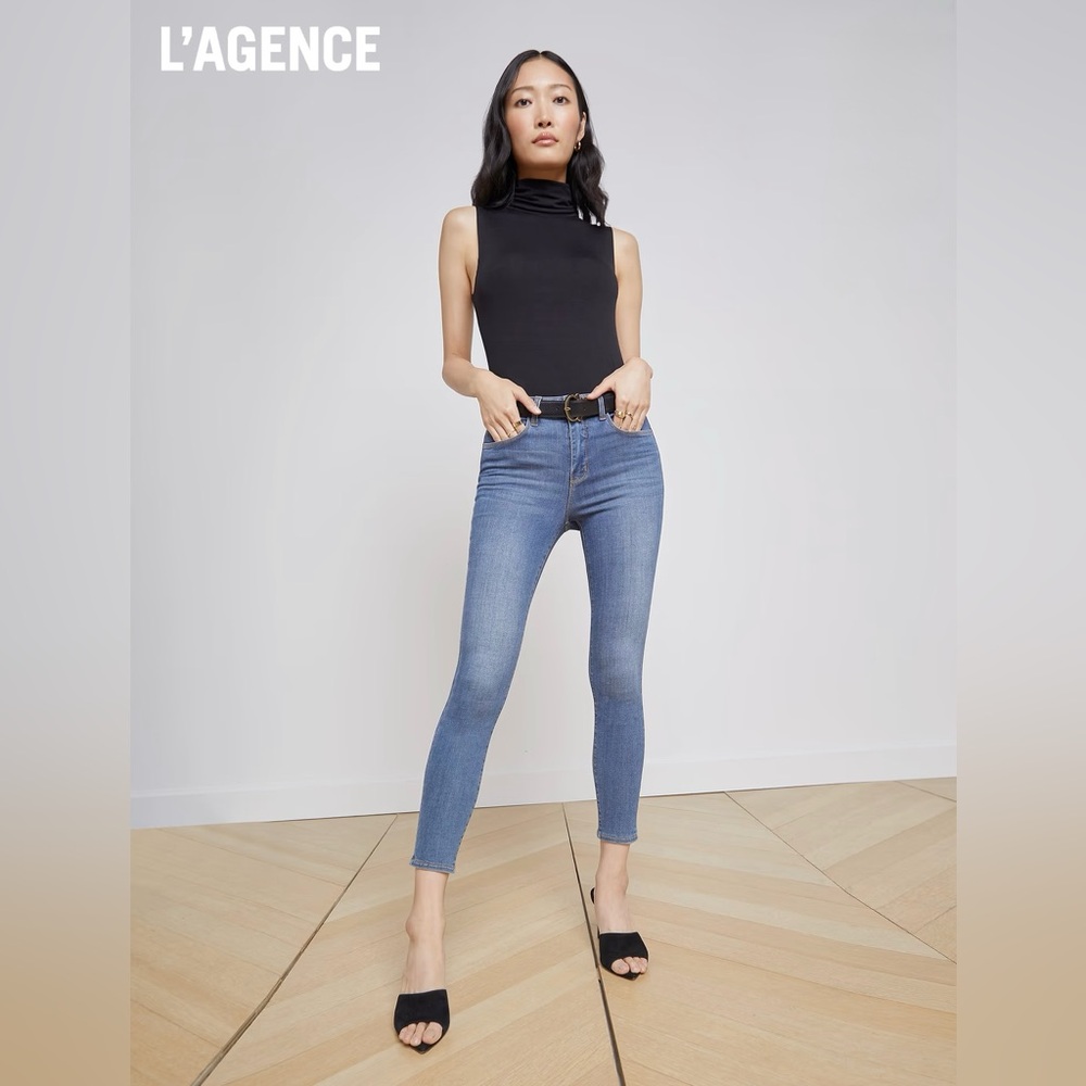 L'AGENCE Margot Cropped High-Waisted Light Vintage Wash Skinny Jeans Size:34